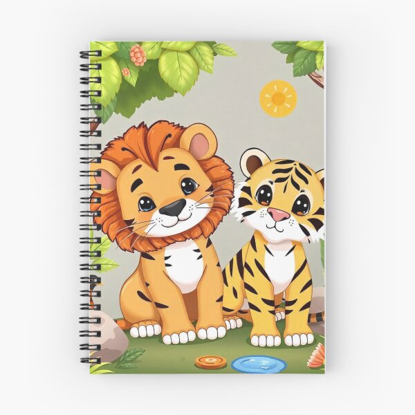 Item preview, Cute Lion and Tiger Wildlife Habitat Vector Illustration designed and sold by hjian8219.