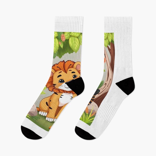 Item preview, Cute Lion and Tiger Wildlife Habitat Vector Illustration designed and sold by hjian8219.