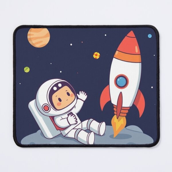 Item preview, Cute Astronaut Playing with Planet and Rocket Toy Vector Illustration designed and sold by hjian8219.