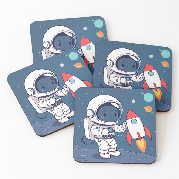 Item preview, Cute Astronaut Playing with Planet and Rocket Toy Vector Illustration designed and sold by hjian8219.