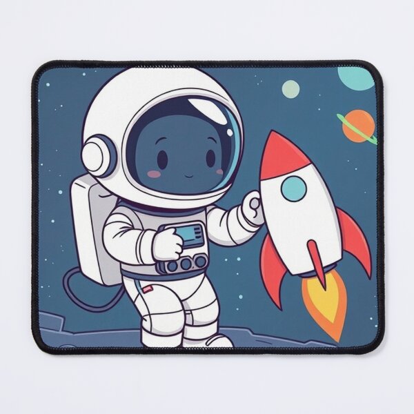 Item preview, Cute Astronaut Playing with Planet and Rocket Toy Vector Illustration designed and sold by hjian8219.