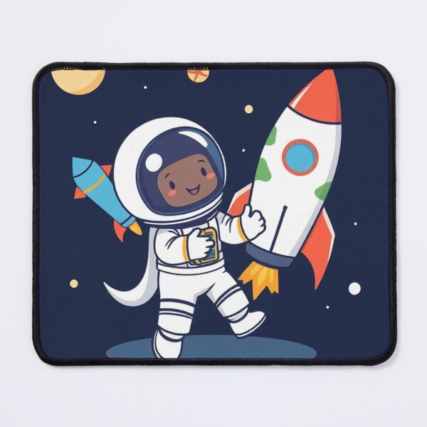 Item preview, Cute Astronaut Playing with Planet and Rocket Toy Vector Illustration designed and sold by hjian8219.