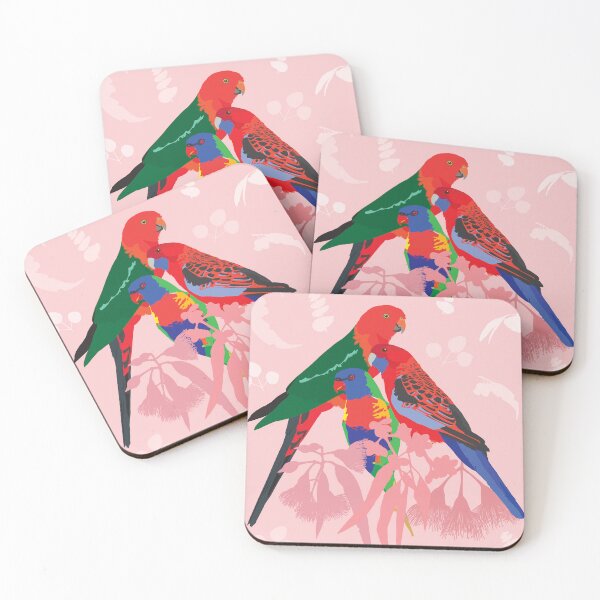 Item preview, Australian parrots Eucalyptus pink pattern designed and sold by blueidesign.