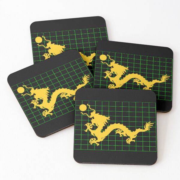 Item preview, Golden Imperial Chinese Dragon on Green Grid designed and sold by Mon & Matrix.
