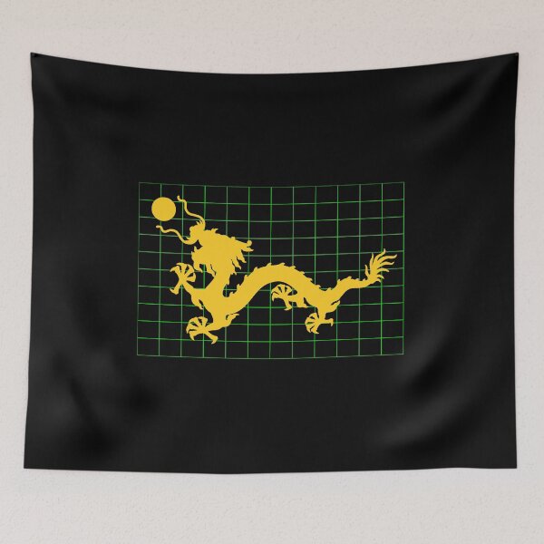 Item preview, Golden Imperial Chinese Dragon on Green Grid designed and sold by Mon & Matrix.