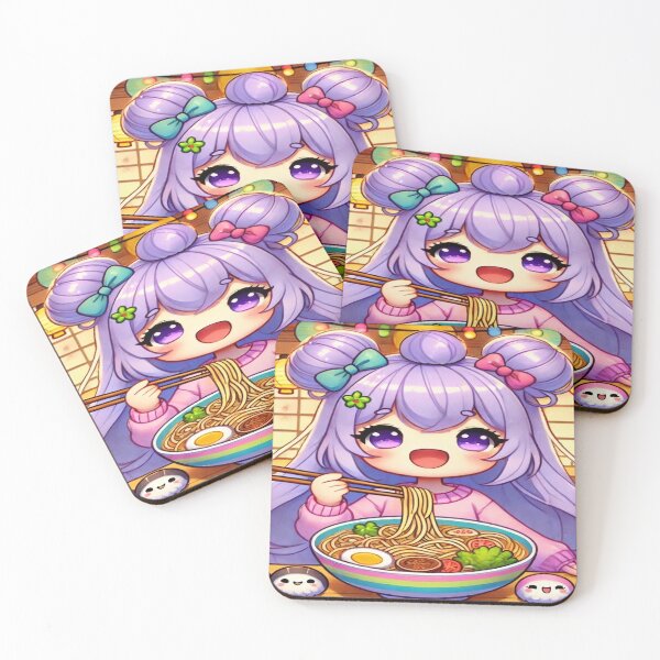 Item preview, Kawaii Adorable Girl Enjoying Ramen in a Cozy Shop designed and sold by 0Mystica0.