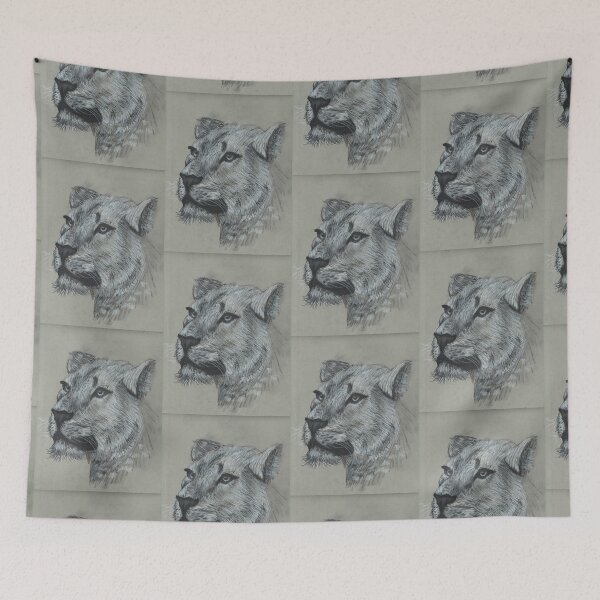 Item preview, Beautiful Lioness Charcoal Drawing designed and sold by pbatescreates.