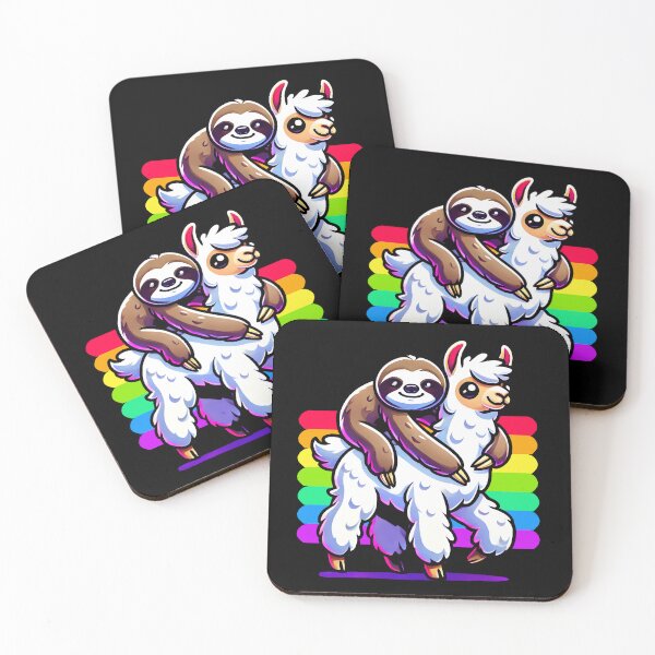 Item preview, Colorful Cute Sloth Riding Llama with Rainbow Design designed and sold by DrawHandArt.