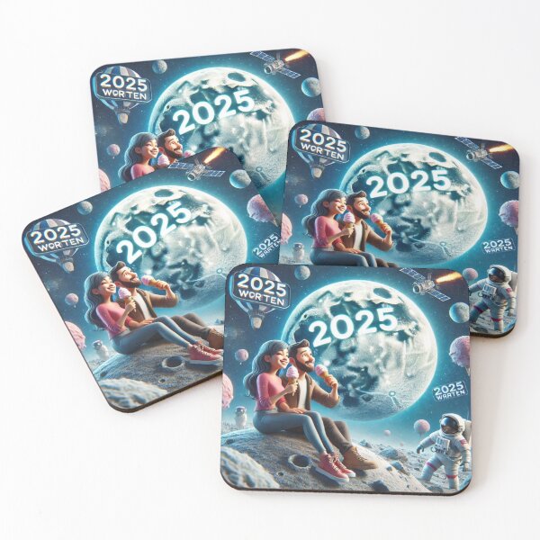 Item preview, 2025 Aesthetic: Romantic Couple Enjoying Ice Cream Under the Full Moon" designed and sold by choder61.