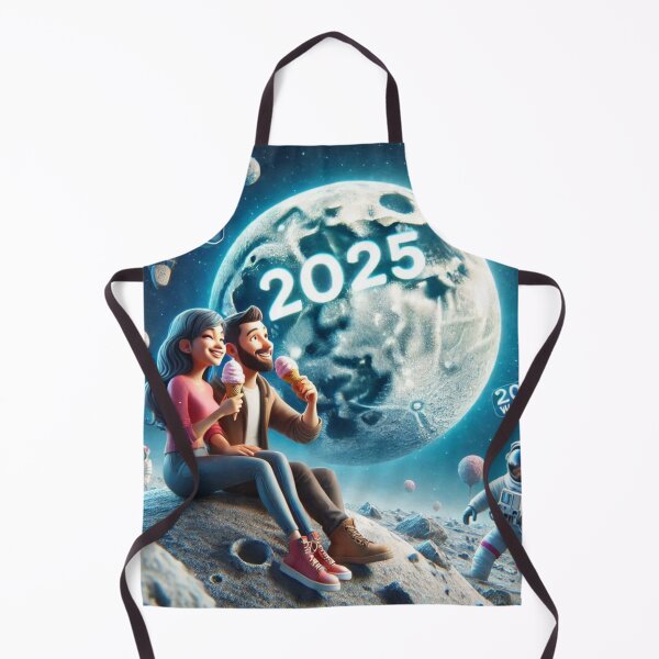 Item preview, 2025 Aesthetic: Romantic Couple Enjoying Ice Cream Under the Full Moon" designed and sold by choder61.