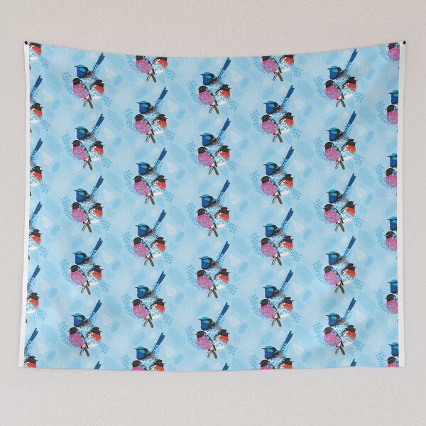 Item preview, Australian birds Wren Robin blue pattern designed and sold by blueidesign.
