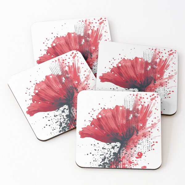Item preview, Red flowers abstract designed and sold by Eve De.