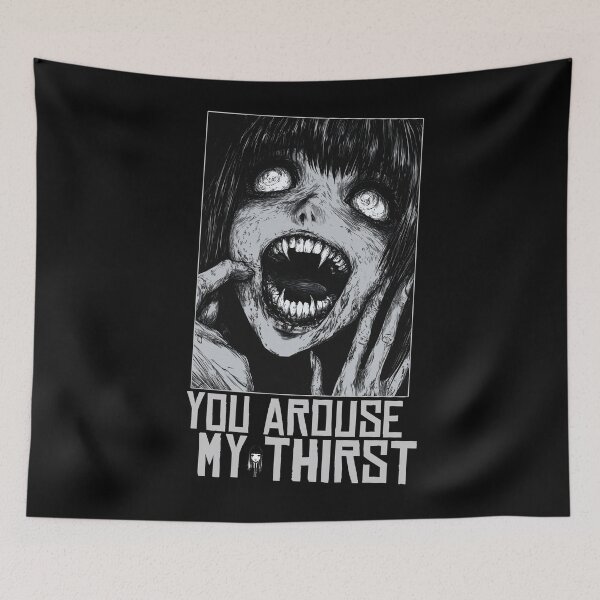 Item preview, Arousal of thirst – black and white horror manga anime girl designed and sold by ForsakenFrames.