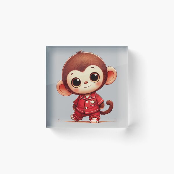 Item preview, Adorable Monkey in Red Pajamas designed and sold by ArtyRed.
