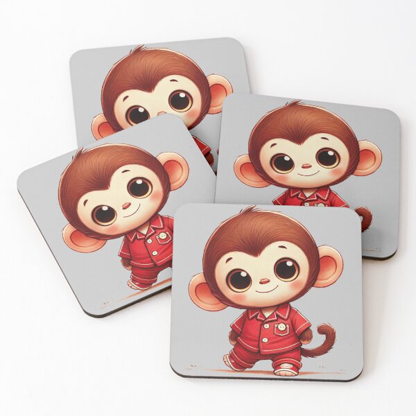 Item preview, Adorable Monkey in Red Pajamas designed and sold by ArtyRed.