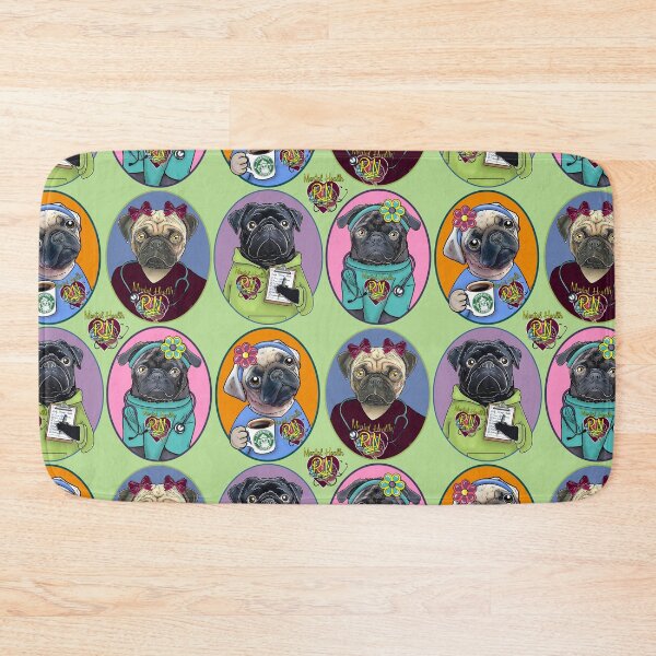 Item preview, 4 pug Mental Health Nurses designed and sold by FivePugs.