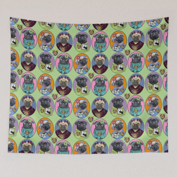 Item preview, 4 pug Mental Health Nurses designed and sold by FivePugs.