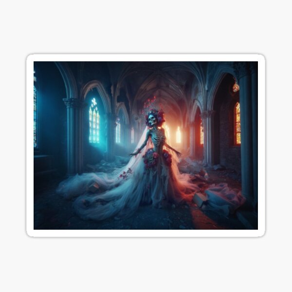 Item preview, AI generated skeleton bride, dystopian fantasy designed and sold by AI-this-is-AI.