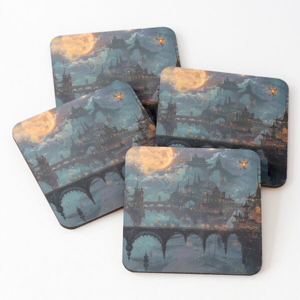 Item preview, Moonlit Fantasy Cityscape designed and sold by jgvisualarts.