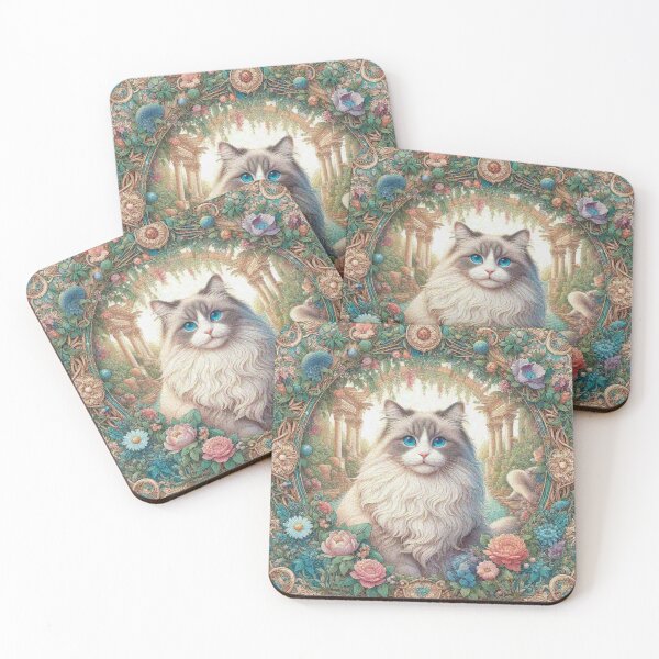 Item preview, Ragdoll Cat Cat in Beautiful Floral Zen Flower Garden designed and sold by Illuministique.