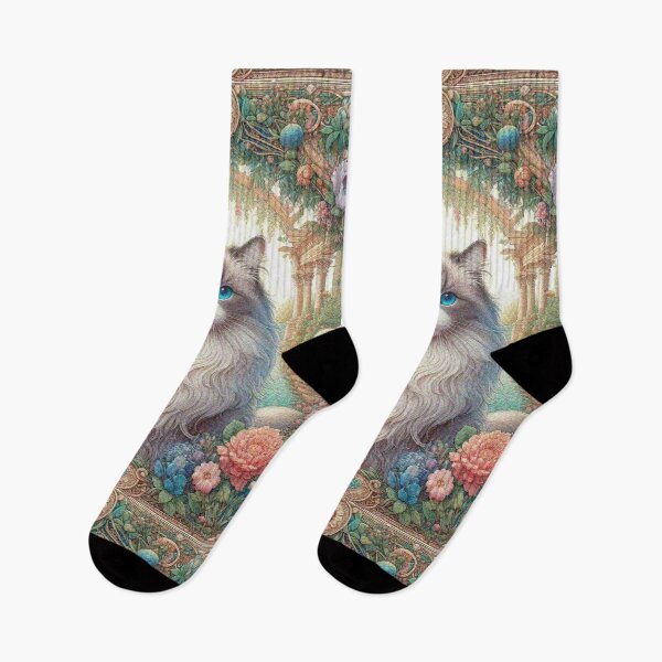Item preview, Ragdoll Cat Cat in Beautiful Floral Zen Flower Garden designed and sold by Illuministique.