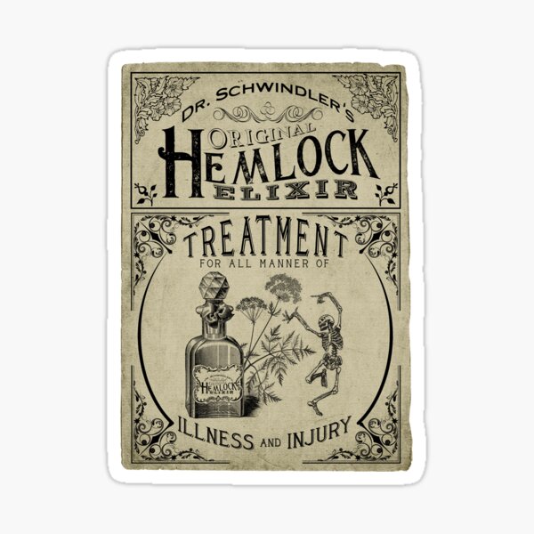 Aperçu de l'œuvre Original Hemlock Elixir Vintage Label du Dr. Schwindler créée et vendue par SketchyCrow.