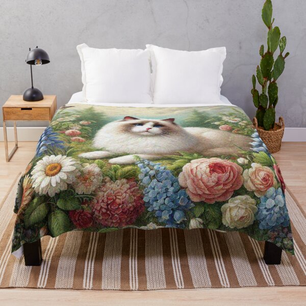 Item preview, Ragdoll Cat Cat in Beautiful Floral Zen Flower Garden designed and sold by Illuministique.