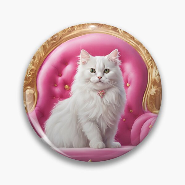 Item preview, Pets of Royalty - Fluffy White Cat on Pink Throne designed and sold by PurrfectionMeow.