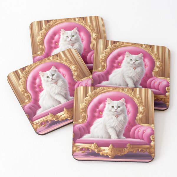Item preview, Pets of Royalty - Fluffy White Cat on Pink Throne designed and sold by PurrfectionMeow.