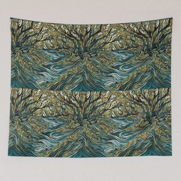Item preview, Intertwining Forest Leaves and River Streams Abstract Pattern designed and sold by Traloch O'Laoi.