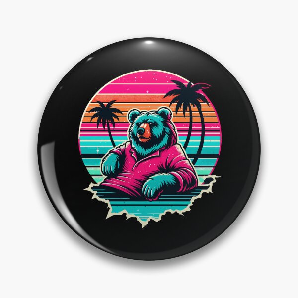 Item preview, Vaporwave Synthwave Surfer Surfing Bear Beach Grizzly designed and sold by Dressed For  Duty.