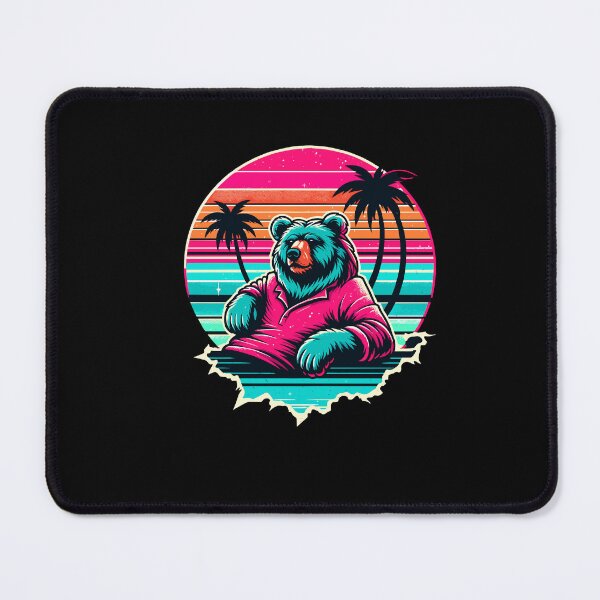 Item preview, Vaporwave Synthwave Surfer Surfing Bear Beach Grizzly designed and sold by Dressed For Duty.