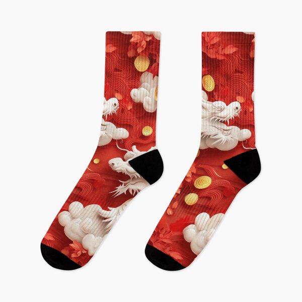 Item preview, Golden Dragon in the Sky with Falling Coins and Mystical Clouds designed and sold by Rui Mythic Studio.