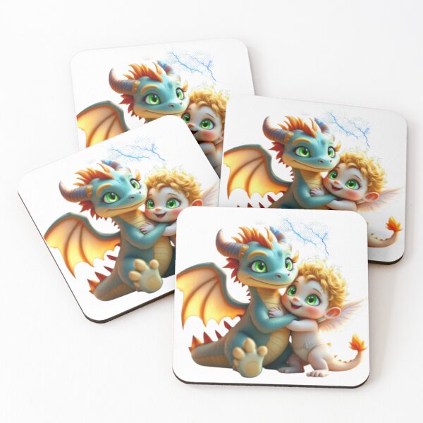 Item preview, Cheerful cherubim angel hugging a dragon designed and sold by DivineHaven.