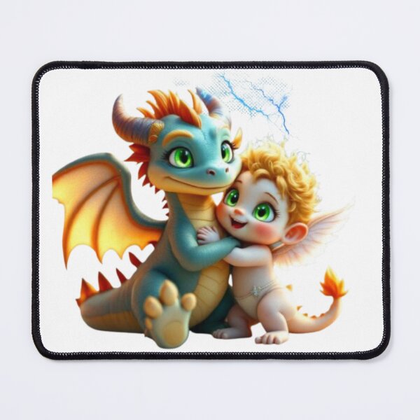 Item preview, Cheerful cherubim angel hugging a dragon designed and sold by DivineHaven.