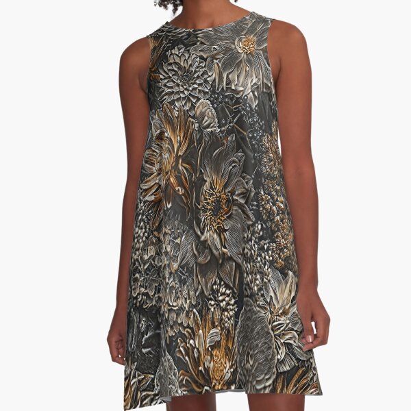BLUMEN RETRO A-Linien Kleid