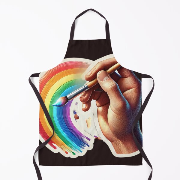 Item preview, A vibrant sticker featuring a hand holding a brush, painting a radiant rainbow under glowing sunlight. designed and sold by Wiredart.