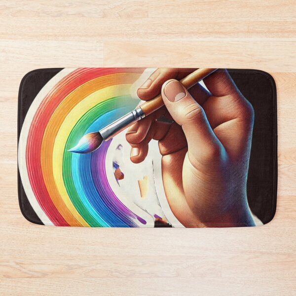 Item preview, A vibrant sticker featuring a hand holding a brush, painting a radiant rainbow under glowing sunlight. designed and sold by Wiredart.