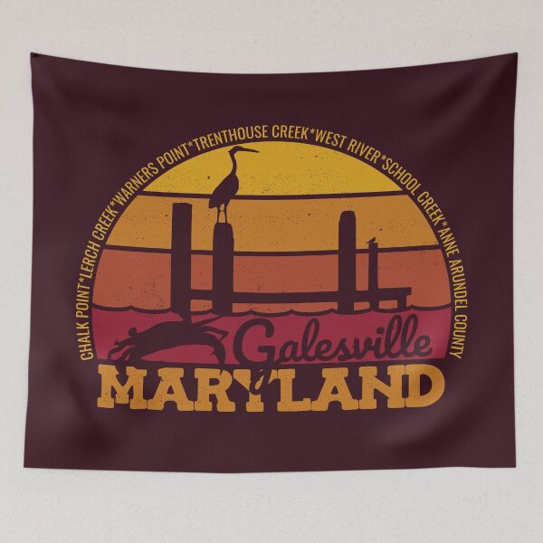 Item preview, Galesville Maryland Sunset Retro Local Pride Logo designed and sold by CRHPOD20.