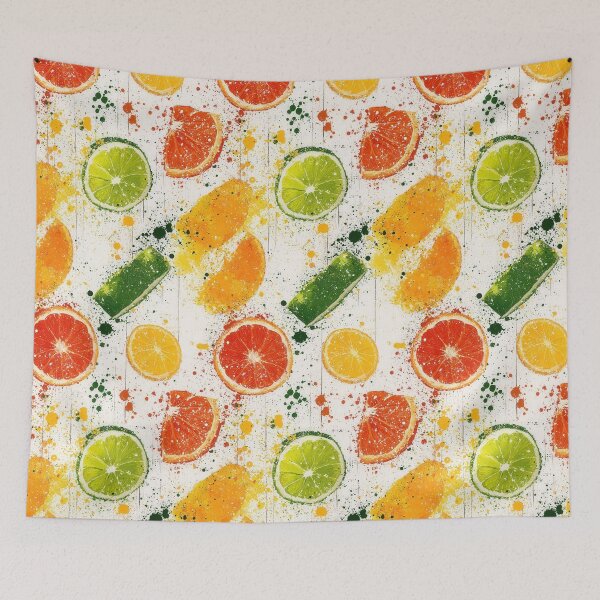 Item preview, Vibrant citrus fruits with abstract paint splashes designed and sold by Piotrek0001.