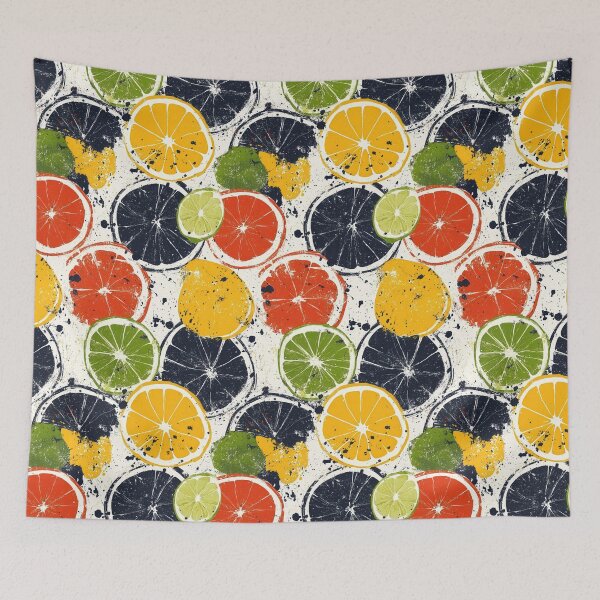 Item preview, Playful citrus art with splashes and textures designed and sold by Piotrek0001.
