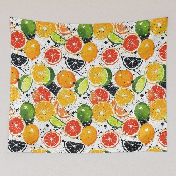 Item preview, Artistic citrus patterns with colorful splashes designed and sold by Piotrek0001.