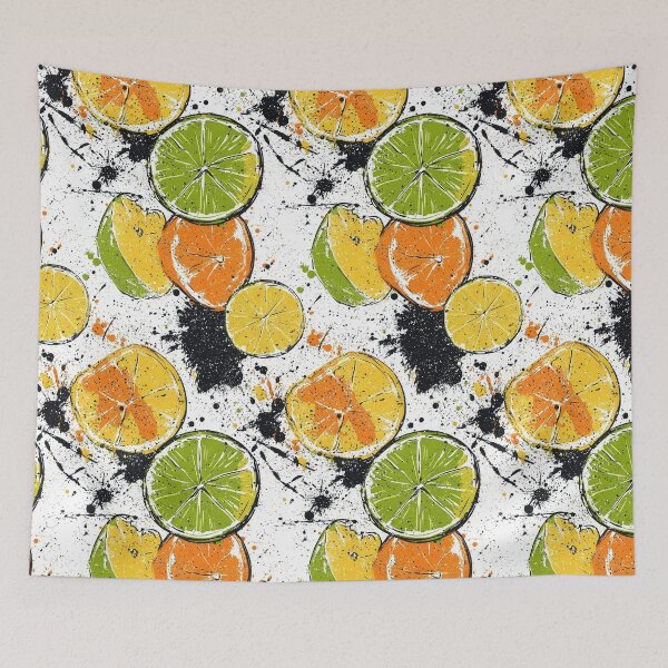 Item preview, Modern citrus patterns with dynamic paint accents designed and sold by Piotrek0001.