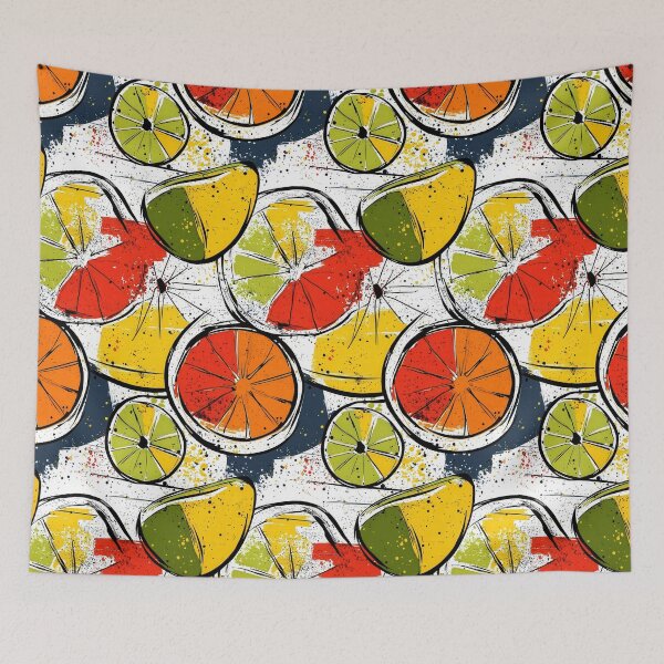 Item preview, Dynamic citrus fruit art with vivid paint strokes designed and sold by Piotrek0001.