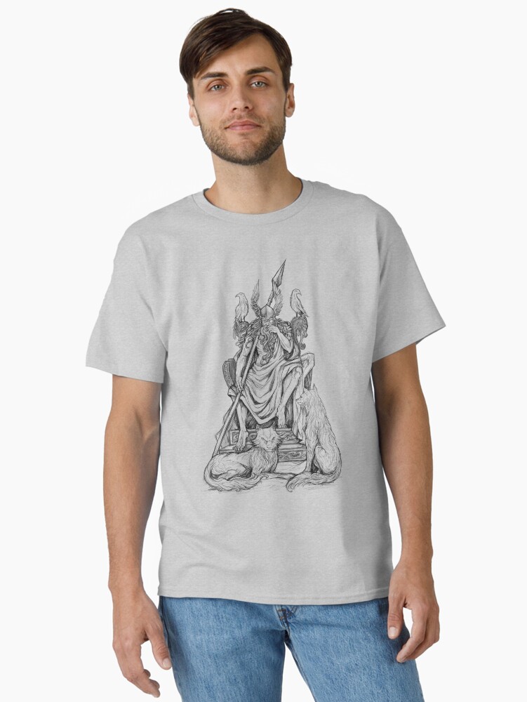 Thumbnail 2 of 7, Classic T-Shirt, Odin Viking Norse God designed and sold by RunicArtShop.
