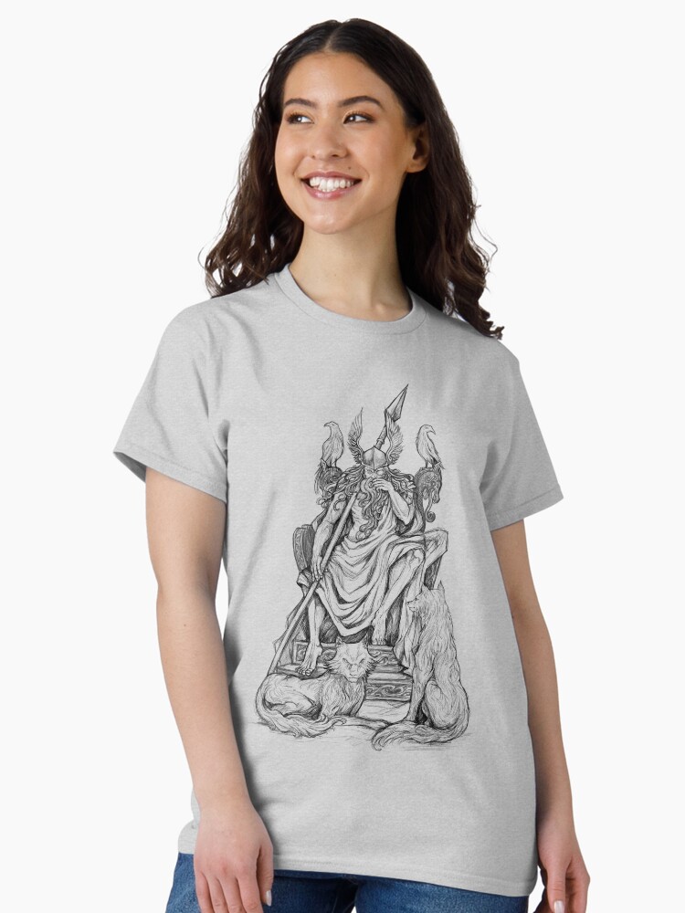 Thumbnail 1 of 7, Classic T-Shirt, Odin Viking Norse God designed and sold by RunicArtShop.