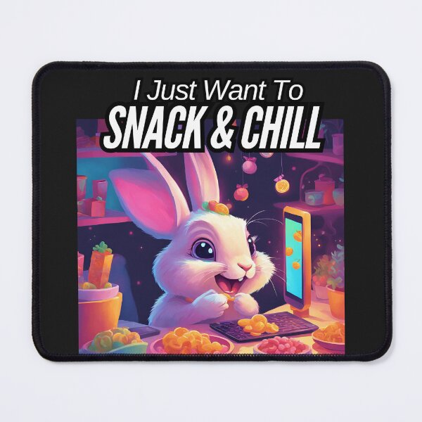 Item preview, I Just Want to Snack and Chill, Cute Eating Bunny designed and sold by FroggyFly Designs.