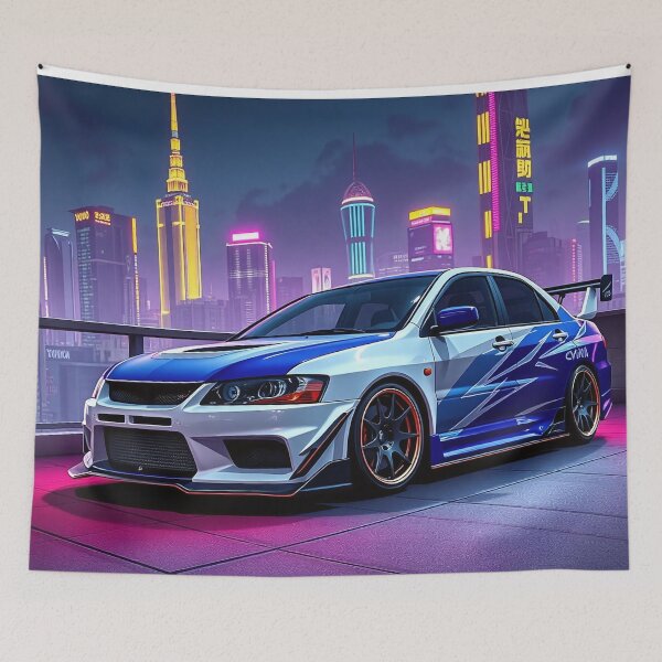 Item preview, Mitsubishi Evo IX on the parking garage – performance and style in front of Neon City designed and sold by Salimgor Hangaround Music.