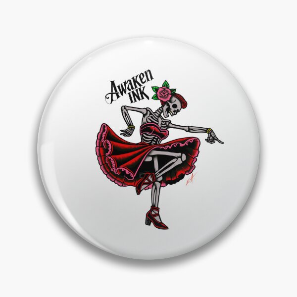 Item preview, Dancing lady skeleton tattoo designed and sold by Awakenink.