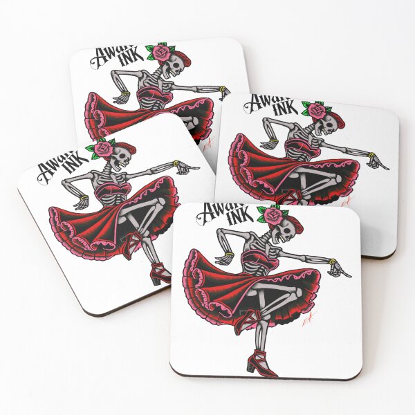 Item preview, Dancing lady skeleton tattoo designed and sold by Awakenink.